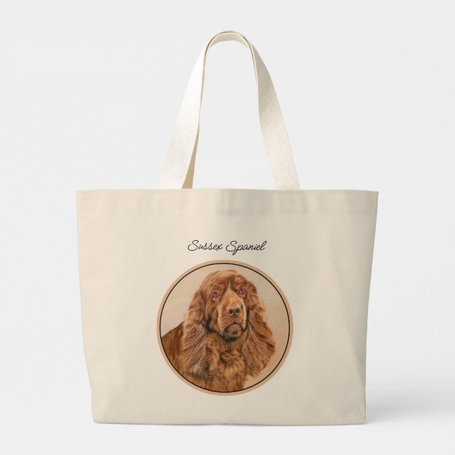 Bolso De Tela Gigante Sussex Spaniel Pintura Cuta Original Mascota Perro (Reverso)