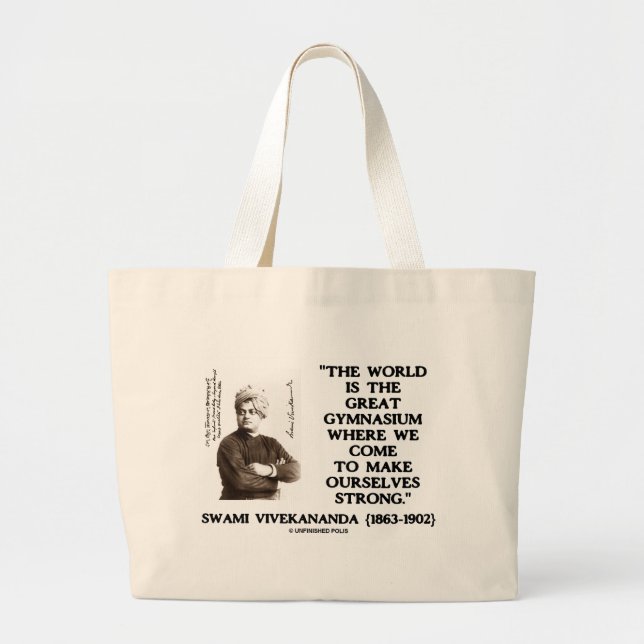 Bolso De Tela Gigante Swami Vivekananda Mundo Gran Gimnasio Fuerte (Frente)