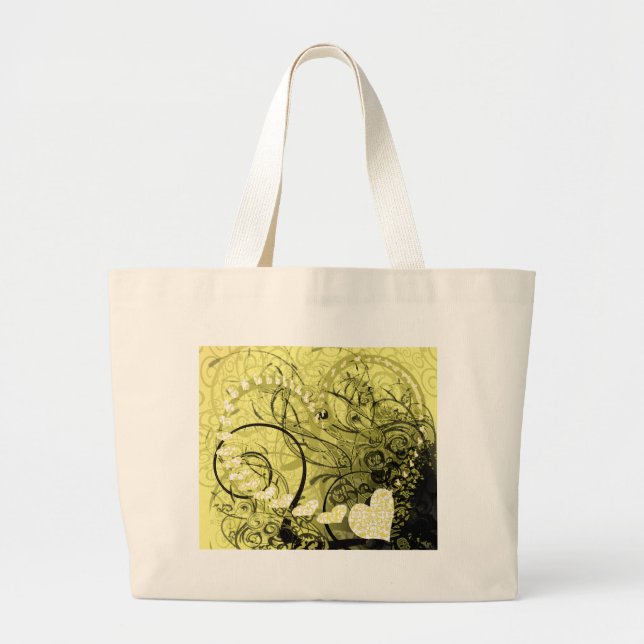 Bolso De Tela Gigante Swirls amarilla (Frente)
