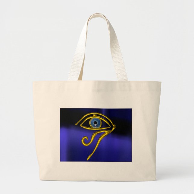 BOLSO DE TELA GIGANTE TALISMAN AZUL / ORO HORUS OJO (Frente)