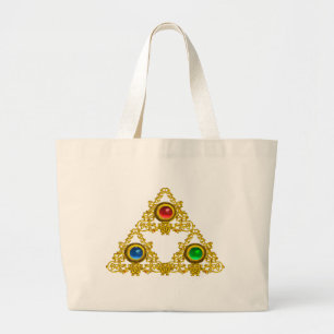 BOLSO DE TELA GIGANTE TALISMAN MAGIC ELFIC/TRIÁNGULO ORO CON GEMSTONES
