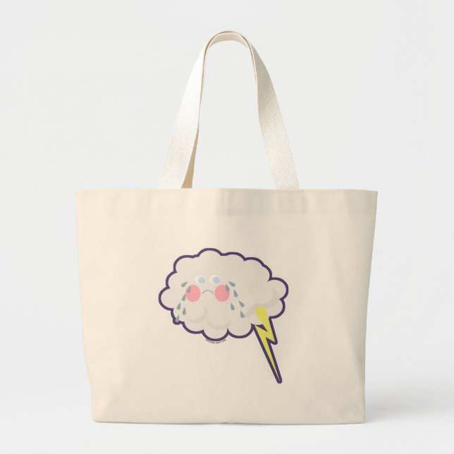 Bolso De Tela Gigante Tan divertida Emo Kawaii Lightning Cloud (Frente)