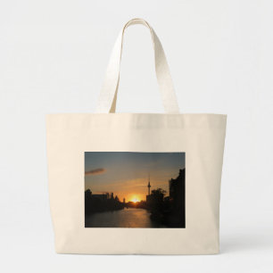 Bolso De Tela Gigante Tarjeta postal nocturna del horizonte de Berlín Al