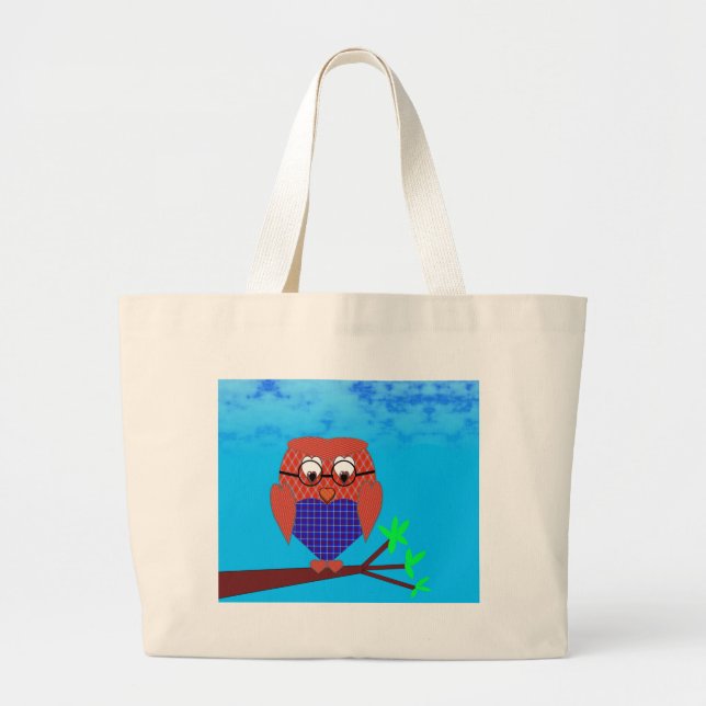 Bolso De Tela Gigante Tartán y búho cardíaco (Frente)