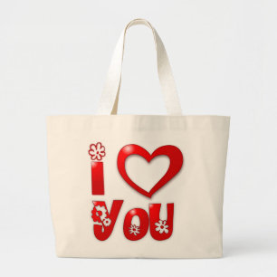 BOLSO DE TELA GIGANTE "TE AMO" FLORES GRUPOS