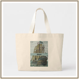 Bolso De Tela Gigante Tema de Vintage Ship Ilustracion