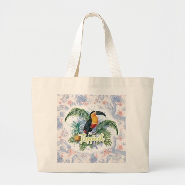 Bolso De Tela Gigante Tema del loro tropical (Frente)