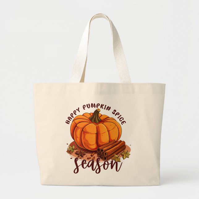 Bolso De Tela Gigante Temporada feliz de especias de calabaza (Frente)