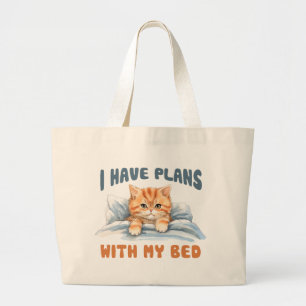 Bolso De Tela Gigante Tengo planes con mi cama - un Naranja acogedor