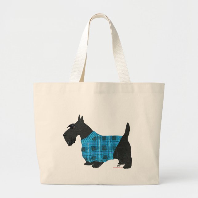Bolso De Tela Gigante Terrier Escocés con un Suéter (Frente)