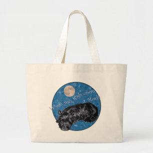 Bolso De Tela Gigante Terrier Escocés Deseando en la Luna