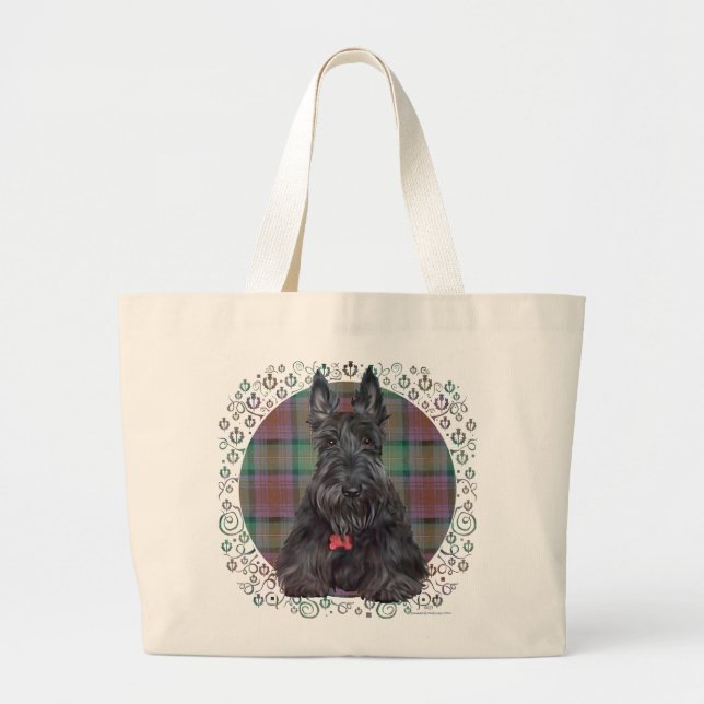 Bolso De Tela Gigante Terrier escocés en tartán (Frente)