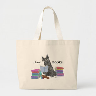 Bolso De Tela Gigante Terrier Escocés Leyendo Libros