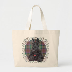 Bolso De Tela Gigante Terrier Escocés sobre Tartán