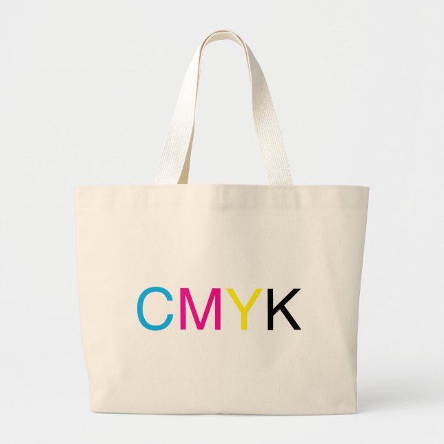 Bolso De Tela Gigante Texto de CMYK (Frente)