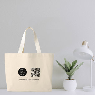Bolso De Tela Gigante Texto de código QR promocional de la empresa con l