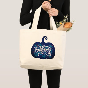 Bolso De Tela Gigante texto de moda sobre calabaza para Acción de Gracia