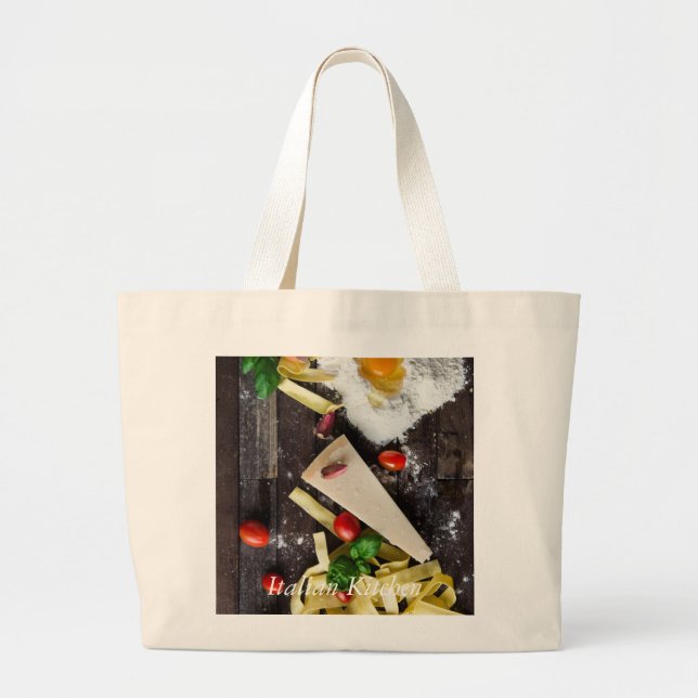 Bolso De Tela Gigante Texto personalizado de la comida italiana (Frente)