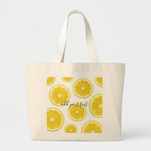 Bolso De Tela Gigante Texto personalizado de la loncha de limón fresco 