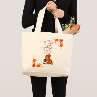 Bolso De Tela Gigante Thankful Grateful Cute Squirrel Fall Theme Tote 