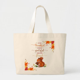 Bolso De Tela Gigante Thankful Grateful Cute Squirrel Fall Theme Tote 