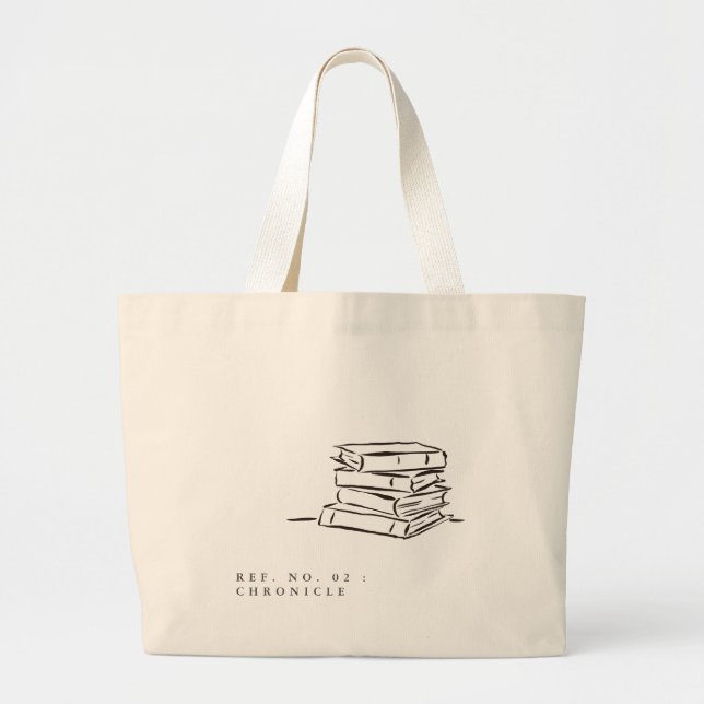 Bolso De Tela Gigante The Book Pile- Minimalist Book Lover- Tote Bag (Frente)