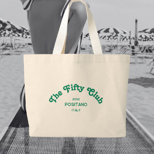Bolso De Tela Gigante The Fifty Club Retro Verde Cresta Personalizada