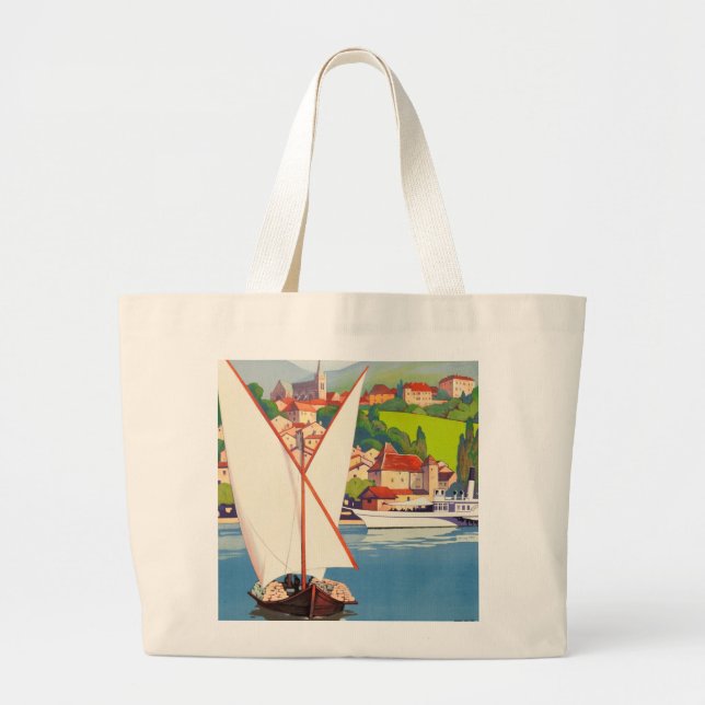 Bolso De Tela Gigante Thonon Les Bains Francia Viaja Europa (Frente)