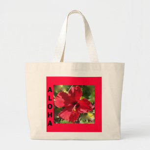 Bolso De Tela Gigante Tiburón hawaiano rojo hibiscus