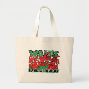 Bolso De Tela Gigante Tierra de País de Gales del rugbi