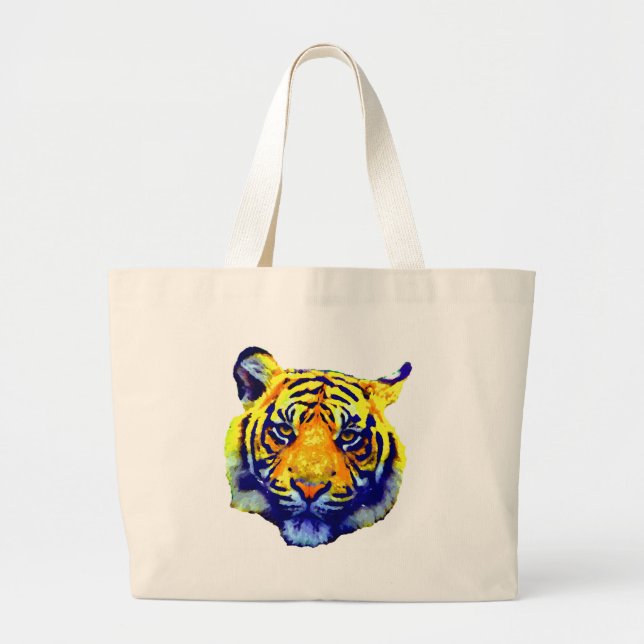 Bolso De Tela Gigante Tiger Eyes Pop Art (Frente)