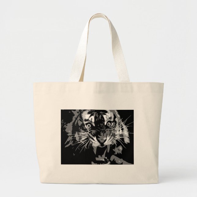 Bolso De Tela Gigante Tigre blanco y negro (Frente)