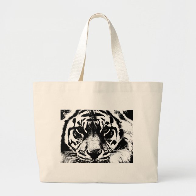 Bolso De Tela Gigante Tigre blanco y negro (Frente)