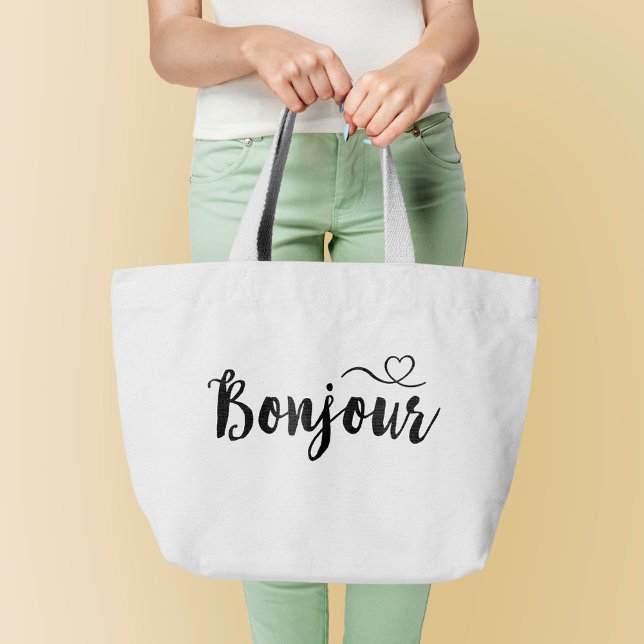 Bolso De Tela Gigante Tipografía de guiones - Bonjour (Subido por el creador)