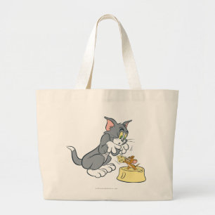 Bolso De Tela Gigante Tom y Jerry alimentan al gato