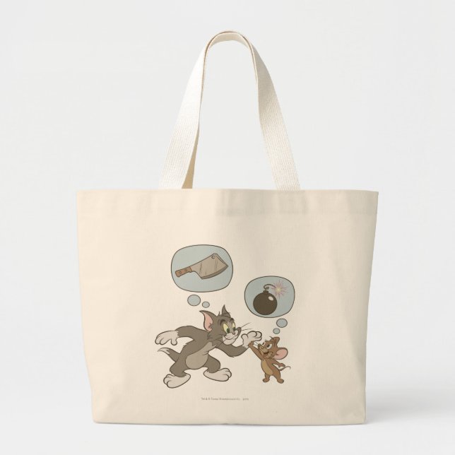 Bolso De Tela Gigante Tom y Jerry Evil Thoughts (Frente)