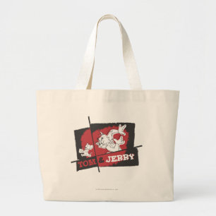 Bolso De Tela Gigante Tom y Jerry rojo y negro