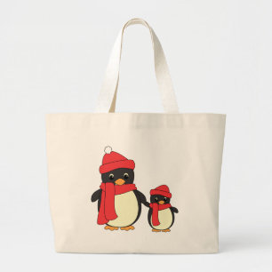 Bolso De Tela Gigante Tomando un pequeño pingüino para caminar