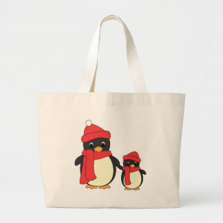 Bolso De Tela Gigante Tomando un pequeño pingüino para caminar