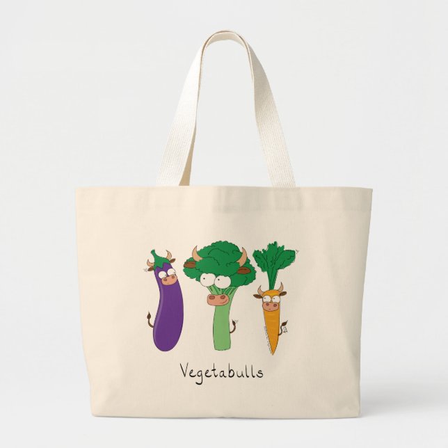 Bolso De Tela Gigante Toros de verduras Personalizado de niños adorables (Frente)
