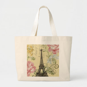 Bolso De Tela Gigante Torre Eiffel floral femenina moderna de París del