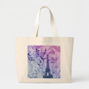 Bolso De Tela Gigante torre Eiffel púrpura elegante femenina bonita de