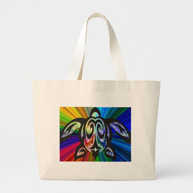 Bolso De Tela Gigante Tortuga arcoiris (Frente)