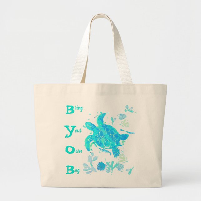 Bolso De Tela Gigante Tortuga marina "Trae tu propia bolsa" (Frente)