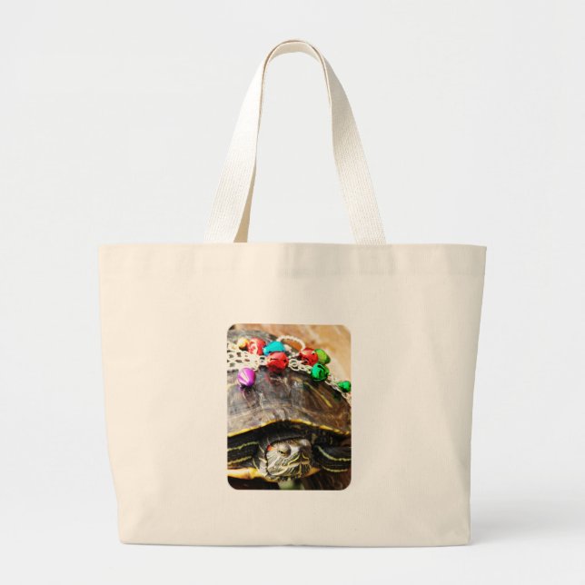 Bolso De Tela Gigante Tortuga navidad (Frente)
