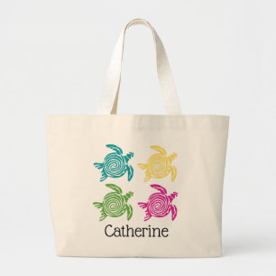Bolso De Tela Gigante Tortugas marinas coloridas personalizadas