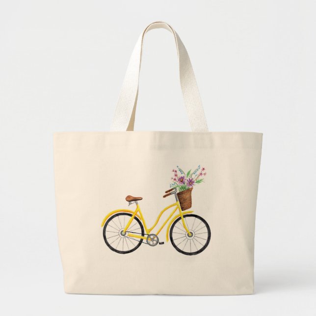 Bolso De Tela Gigante Tote amarillo dulce de la bici (Frente)
