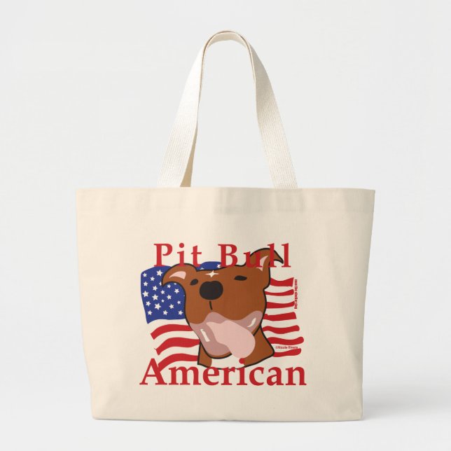 Bolso De Tela Gigante Tote americano Pit Bull (Frente)