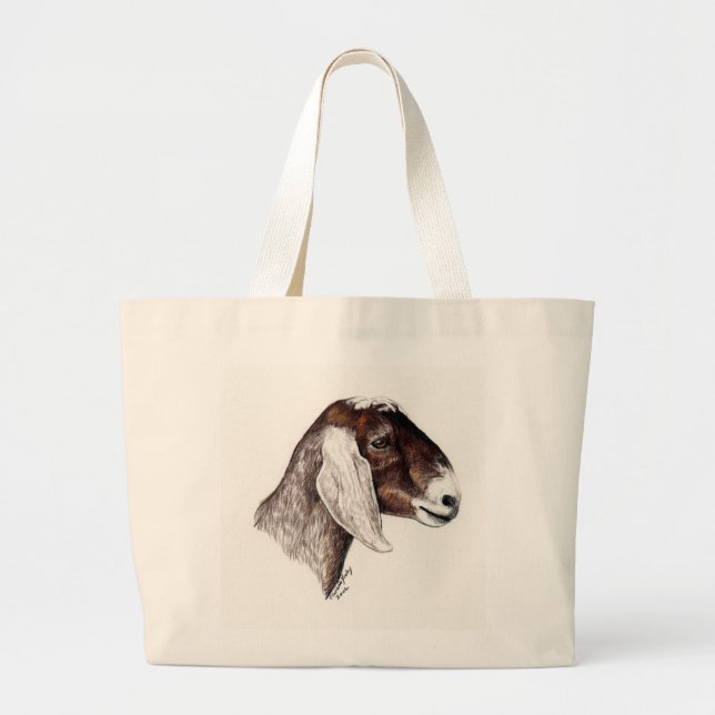 Bolso De Tela Gigante "Tote animal del arte de la cabra de Nubian" (Frente)