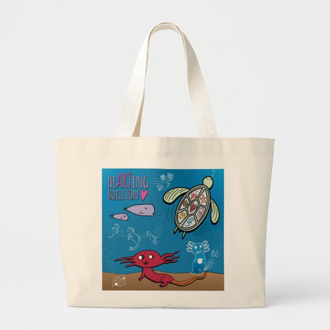 Bolso De Tela Gigante Tote - Axolotls Under the Sea - Buellton.Art (Frente)